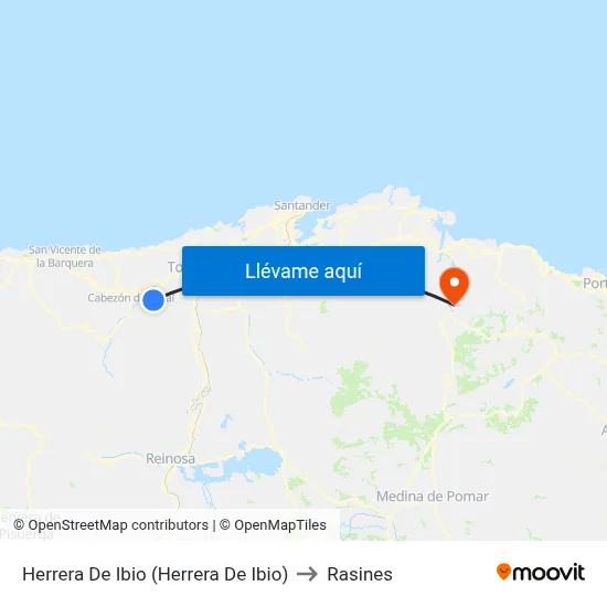 Herrera De Ibio (Herrera De Ibio) to Rasines map