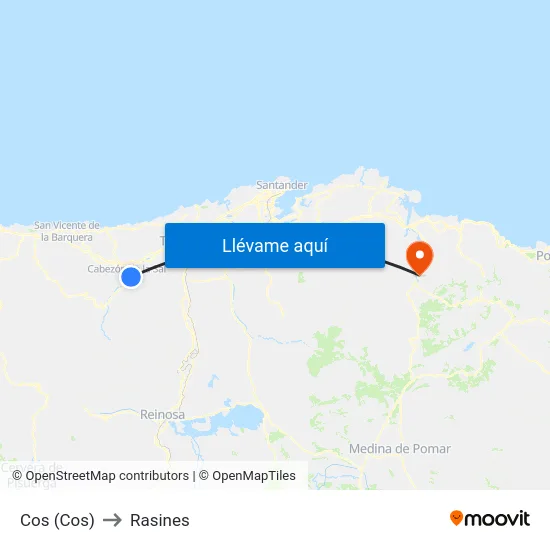 Cos (Cos) to Rasines map