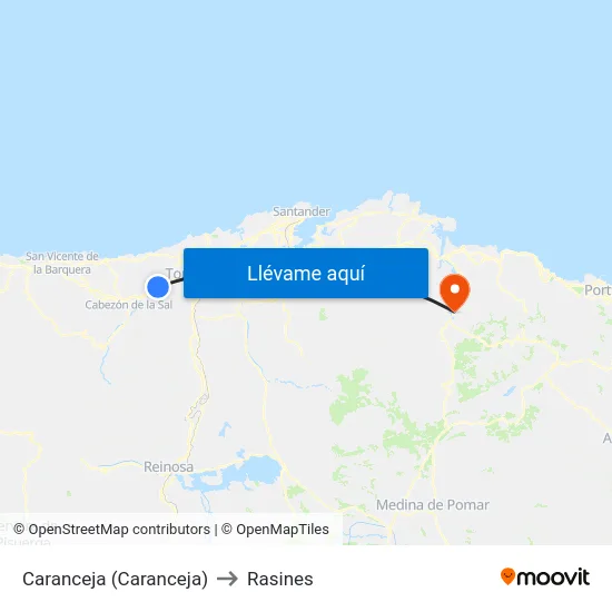 Caranceja (Caranceja) to Rasines map