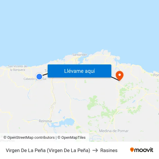 Virgen De La Peña (Virgen De  La Peña) to Rasines map