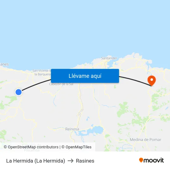 La Hermida (La Hermida) to Rasines map