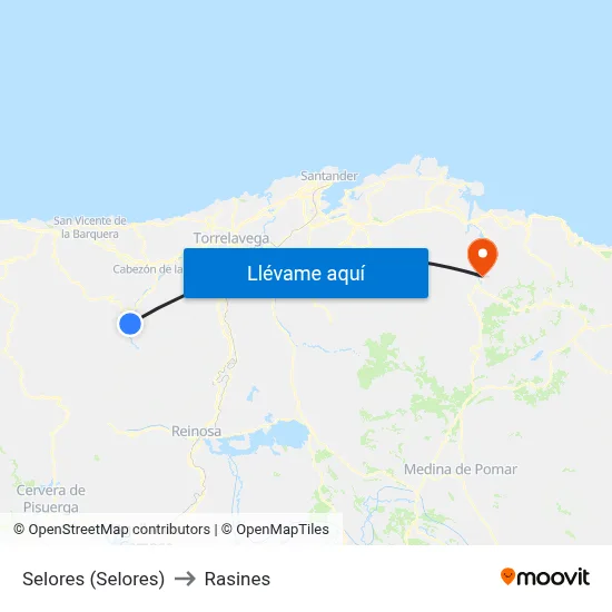 Selores (Selores) to Rasines map