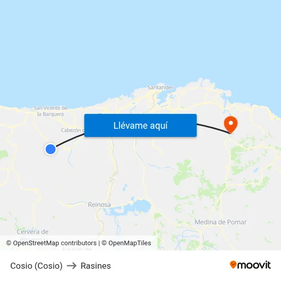 Cosio (Cosio) to Rasines map