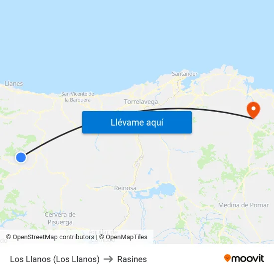 Los Llanos (Los Llanos) to Rasines map