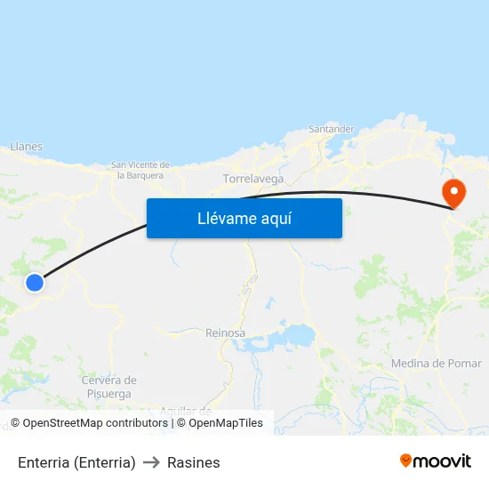 Enterria (Enterria) to Rasines map