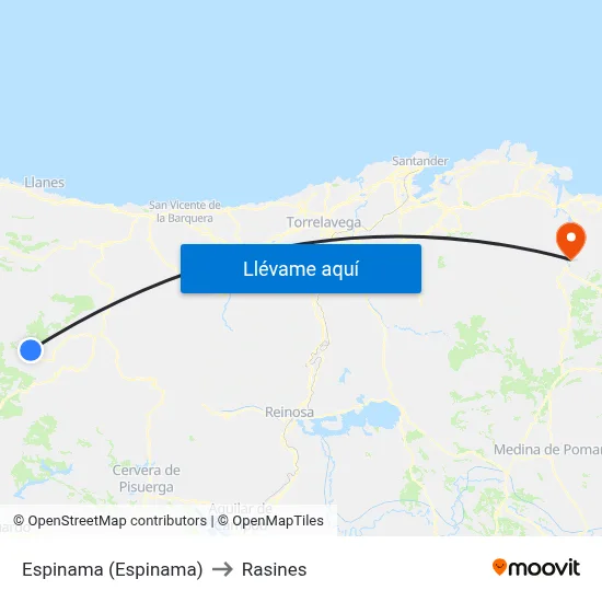 Espinama (Espinama) to Rasines map