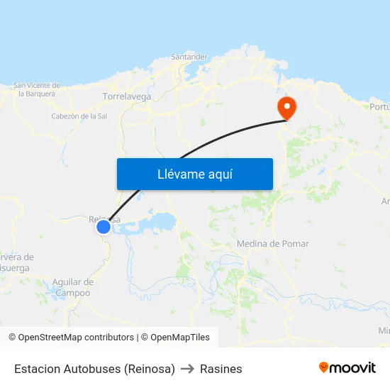 Estacion Autobuses (Reinosa) to Rasines map