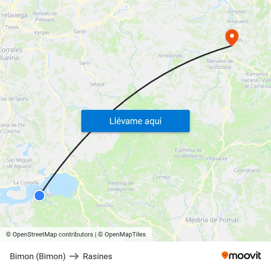 Bimon (Bimon) to Rasines map
