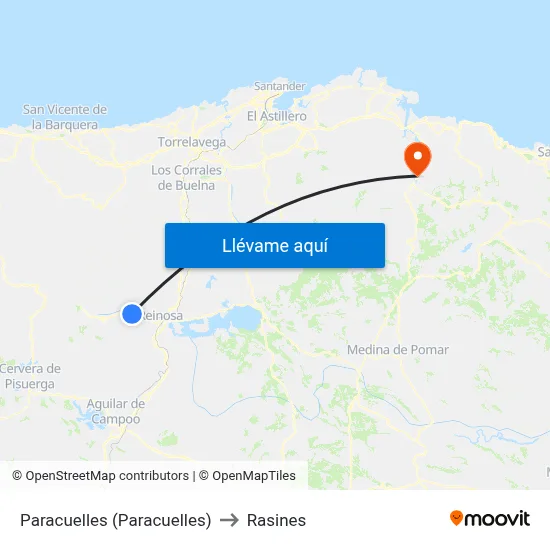 Paracuelles (Paracuelles) to Rasines map