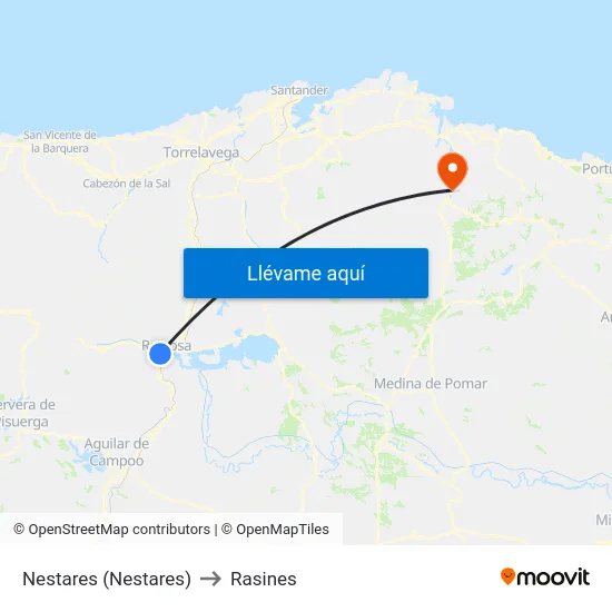 Nestares (Nestares) to Rasines map