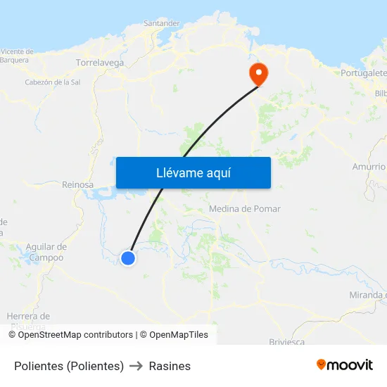 Polientes (Polientes) to Rasines map