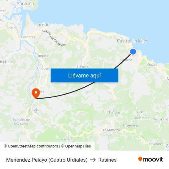 Menendez Pelayo (Castro Urdiales) to Rasines map