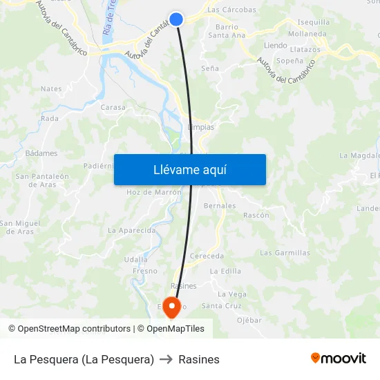La Pesquera (La Pesquera) to Rasines map