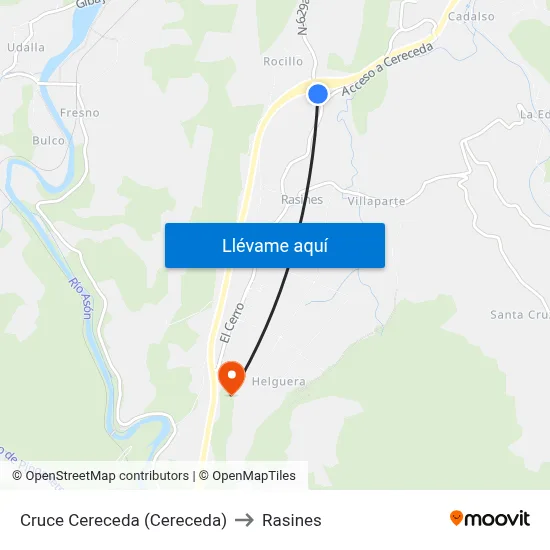 Cruce Cereceda (Cereceda) to Rasines map