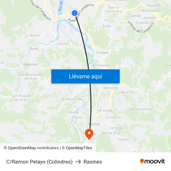 C/Ramon Pelayo (Colindres) to Rasines map