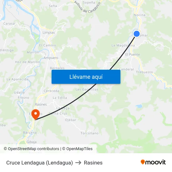 Cruce Lendagua (Lendagua) to Rasines map