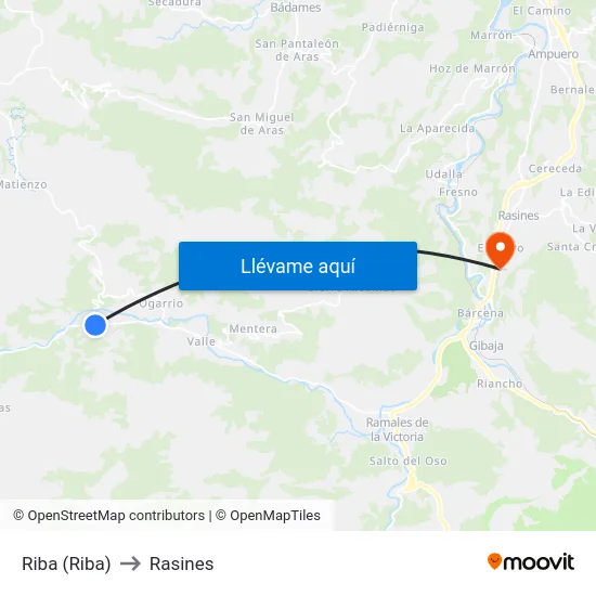 Riba (Riba) to Rasines map