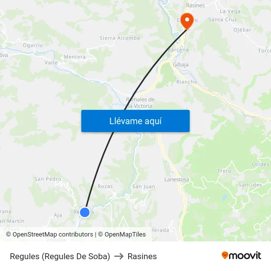 Regules (Regules De Soba) to Rasines map