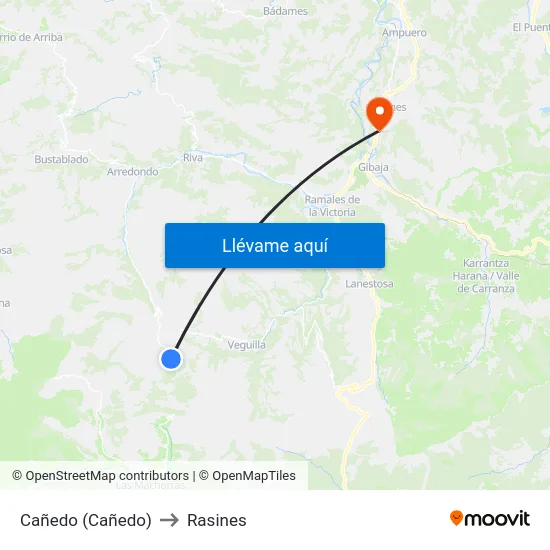 Cañedo (Cañedo) to Rasines map