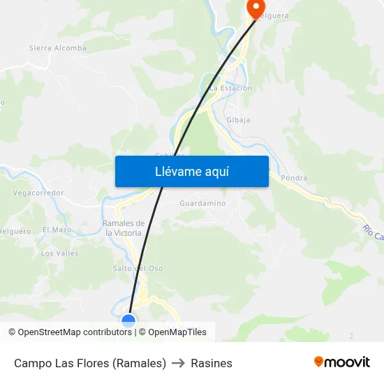 Campo Las Flores (Ramales) to Rasines map