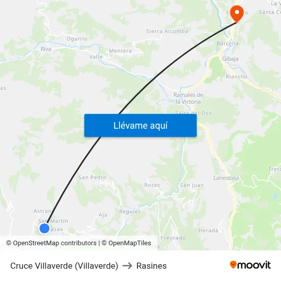 Cruce Villaverde (Villaverde) to Rasines map
