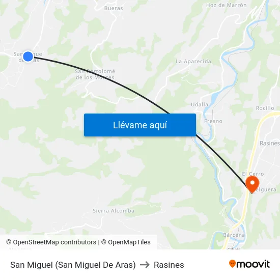 San Miguel (San Miguel De Aras) to Rasines map