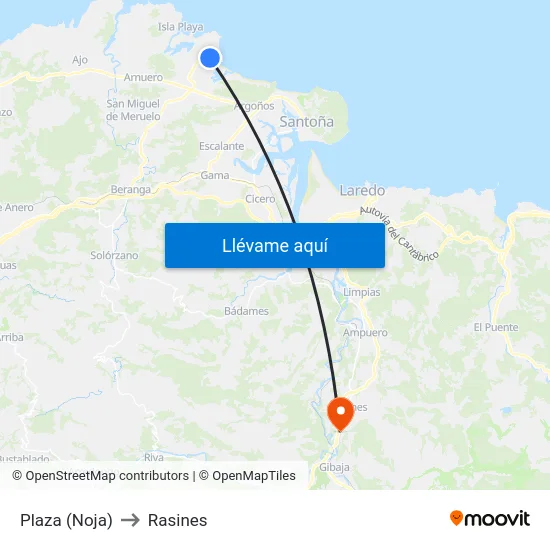 Plaza (Noja) to Rasines map