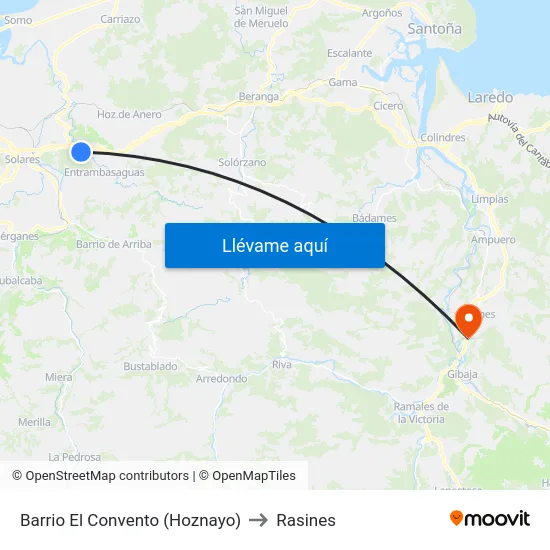 Barrio El Convento (Hoznayo) to Rasines map
