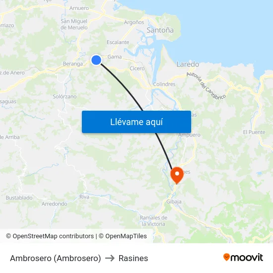 Ambrosero (Ambrosero) to Rasines map