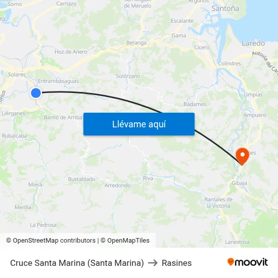 Cruce Santa Marina (Santa Marina) to Rasines map