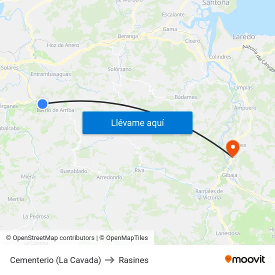 Cementerio (La Cavada) to Rasines map