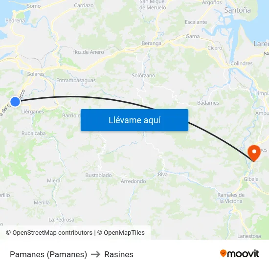 Pamanes (Pamanes) to Rasines map