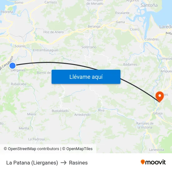 La Patana (Lierganes) to Rasines map