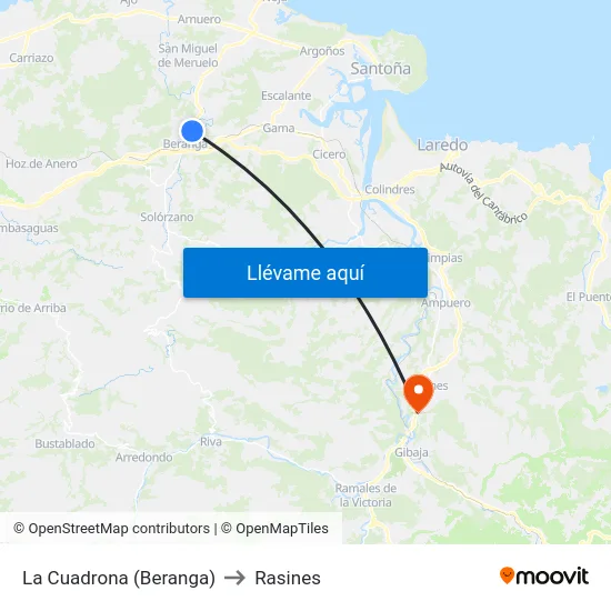 La Cuadrona (Beranga) to Rasines map