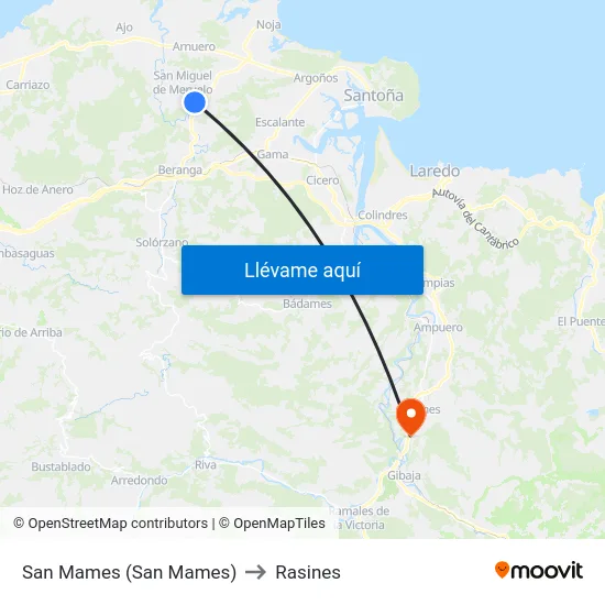 San Mames (San Mames) to Rasines map