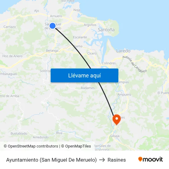 Ayuntamiento (San Miguel De Meruelo) to Rasines map