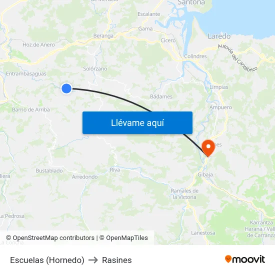 Escuelas (Hornedo) to Rasines map