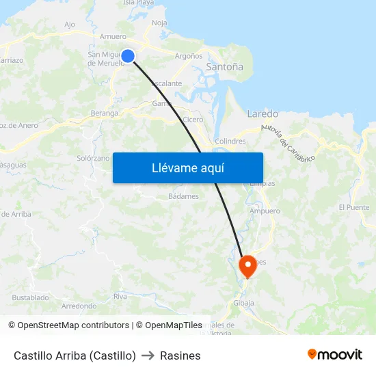 Castillo Arriba (Castillo) to Rasines map