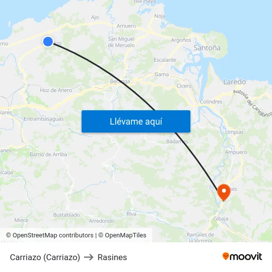 Carriazo (Carriazo) to Rasines map