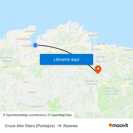 Cruce Alto Otero (Pontejos) to Rasines map