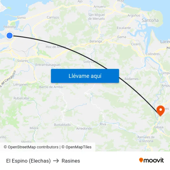 El Espino (Elechas) to Rasines map