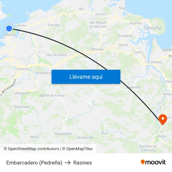 Embarcadero (Pedreña) to Rasines map