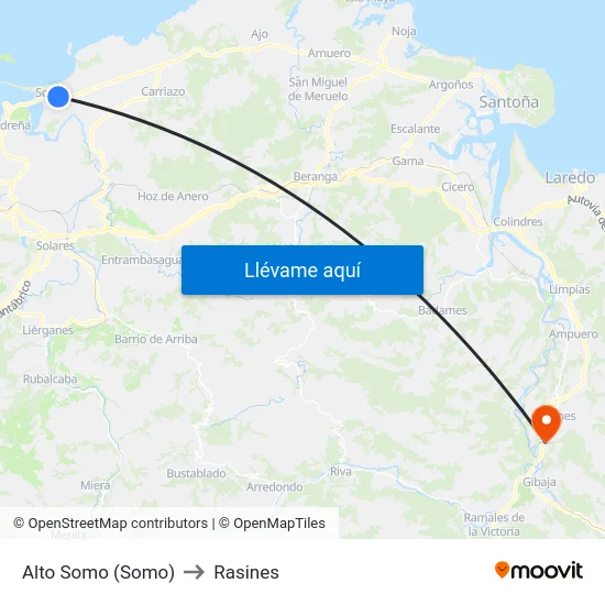Alto Somo (Somo) to Rasines map
