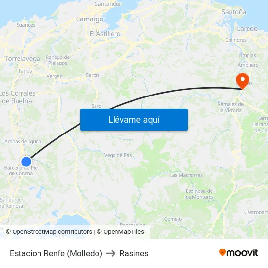 Estacion Renfe (Molledo) to Rasines map