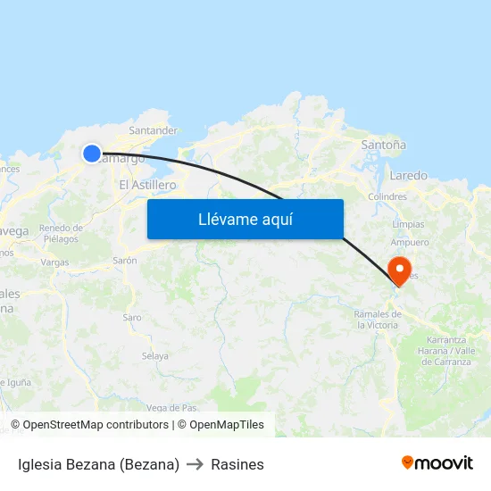 Iglesia Bezana (Bezana) to Rasines map