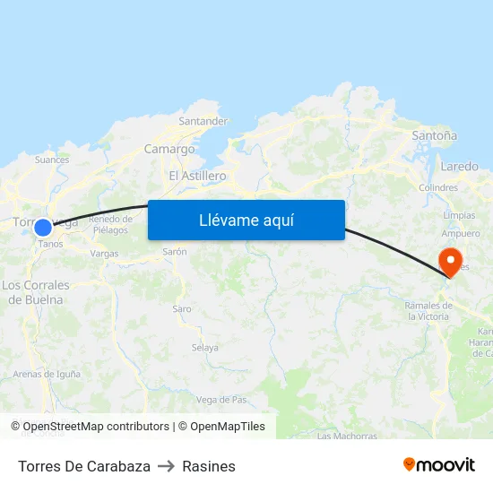Torres De Carabaza to Rasines map