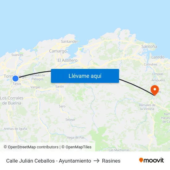 Calle Julián Ceballos - Ayuntamiento to Rasines map