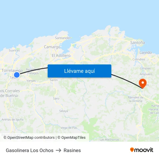 Gasolinera Los Ochos to Rasines map