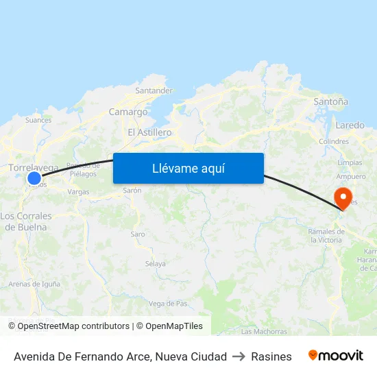Avenida De Fernando Arce, Nueva Ciudad to Rasines map
