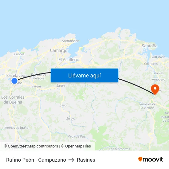 Rufino Peón - Campuzano to Rasines map